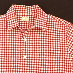 J Crew Mens Shirt Small Red/White Check 100% Cotton Long Sleeve